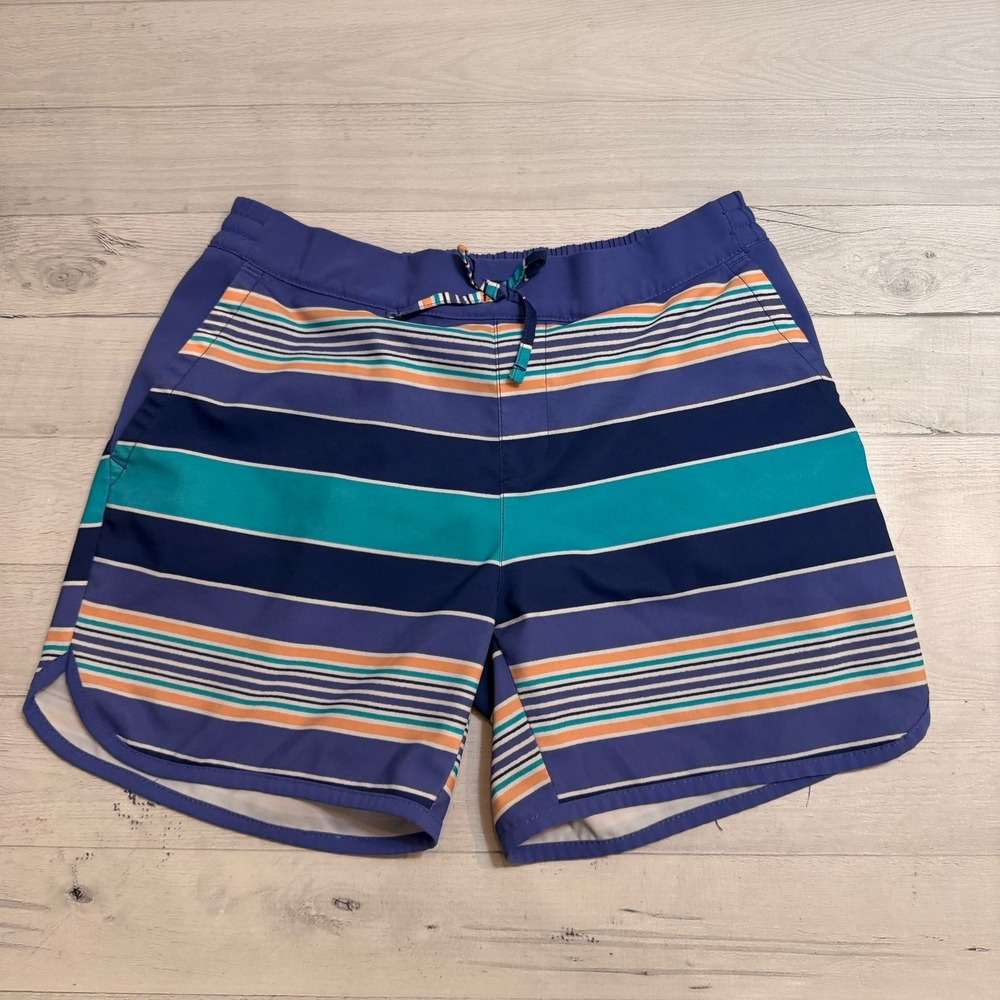 Columbia girls purple teal striped shorts youth large 14/16